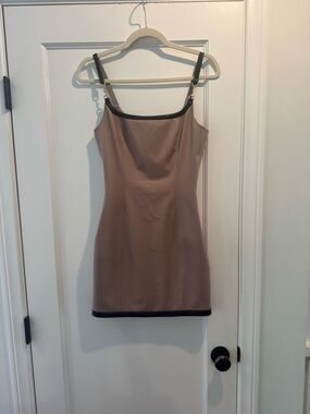 L'AGENCE Taupe Mini Dress with Black Trim